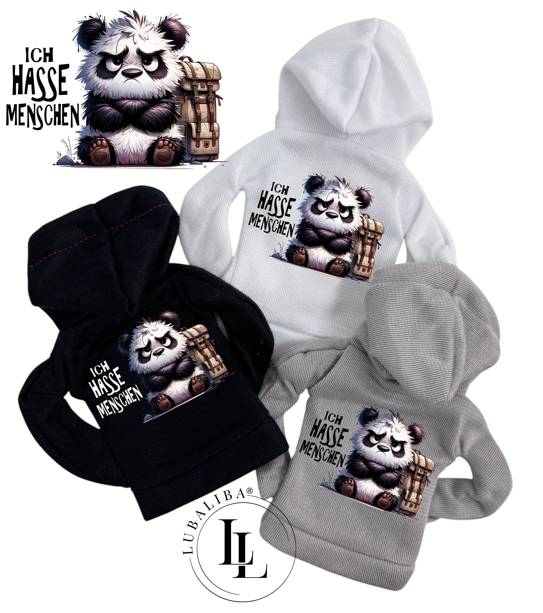Mini Hoodie " Ich Hasse Menschen " Pandael der Panda Motiv: TAW
